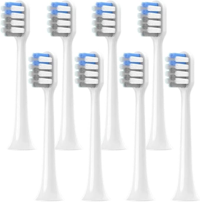 Compatible for 4/8/12/16PCS Compatible for XIAOMI MIJIA T200 Replacement Toothbrush Heads Sonic Electric Vacuum DuPon Soft Bristle Brush(White gray-8pcs)