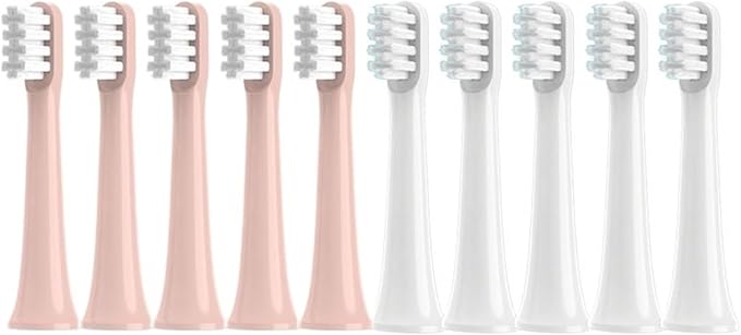 12PCS Brush Heads ReplaceableCompatible for XIAOMI T100 Toothbrush(5White5Pink)