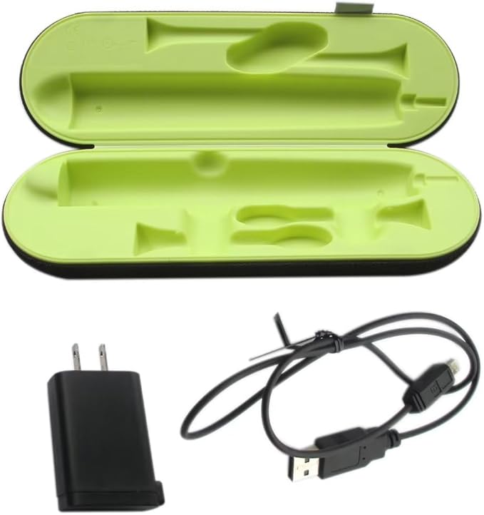 HX9210 Travel Charger Case w/AC Charger+USB Cable Replacement for Philips Sonicare DiamondClean Sonic Toothbrush HX9382HX9372HX9362HX9360(Black-Green)
