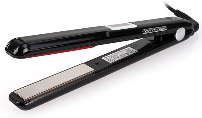 Professional Infrared Hair Straightener and Styling Iron with Flat Plates Hair Care Cold Iron for Repair Damaged Hair LCD Display (Black)