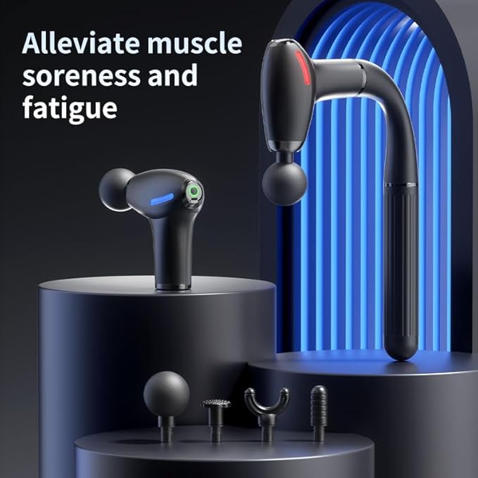 3-in-1 Massage Gun with Upgraded Extension HandleBack Massager for Pain Relief Portable Percussion Muscle Massager for Shoulder Thigh Waist &amp Neck Shoulders Waist Arm Legs Foot 4 Replaceable