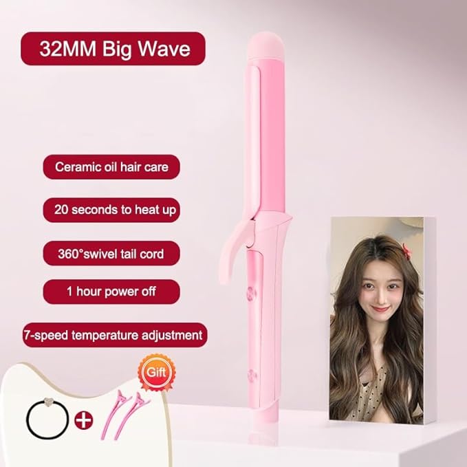 DONGXIAO Curling Iron Curling Iron for Long Hair 32mm Electric Curling Iron Curling Iron Big Waves Don't Hurt Hair Long-Term Styling (Size:32MM)