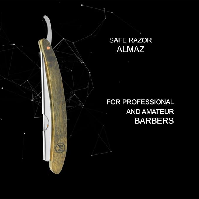 Generic Straight Edge Razor for Men Stainless Steel Blade Arm Barber Razor with Walnut Wood Handle Shaving Razor for Close Shaving Manual Men's Beard Cut Throat Shavette Almaz Razor brown