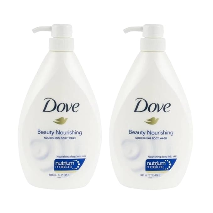 Dove Body Wash Beauty Nourishing 800ml | Deep Moisturizing Formula with NutriumMoisture for Soft Smooth Skin | Gentle Daily Cleanser for All Skin Types | Long-Lasting Hydration &amp Fresh Glow | 2-P