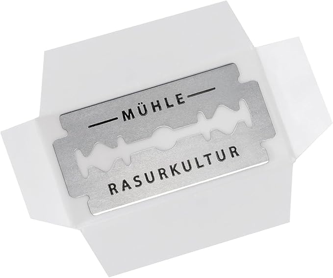 MÜHLE R 89 Shaving Set 5 Pieces - Safety Razor with Closed Comb Chrome-Plated Metal Blade Cream Cloth - Silver