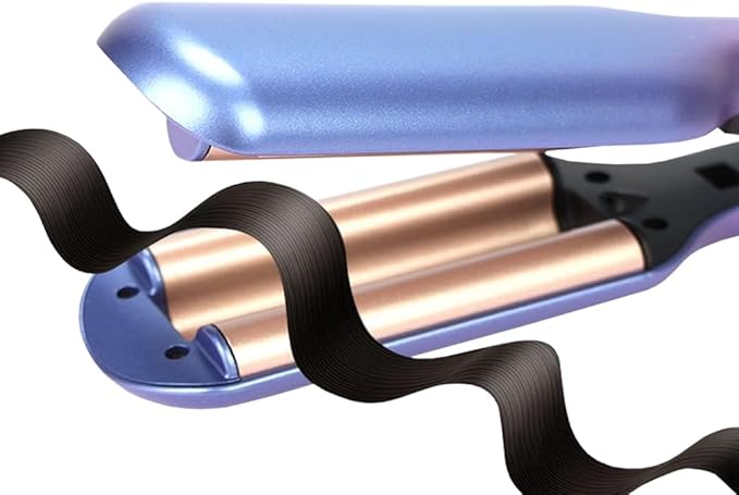 Hair Crimper Iron16mm 3 Barrel Hair WaverBeach Waves Curling Iron for Long &amp Short HairCeramic Hair Crimper with Adjustable TemperatureDual VoltageFast Heat