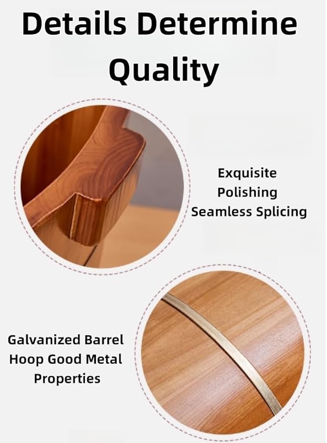 Natural Solid Wood Feet Basin Tub Foot Soaking Barrel Sturdy Wooden Bucket with Lid Cover for Feet Bath Spa Massage Sauna Household Insulation Steamed
