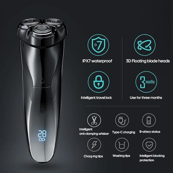 Head Shavers for Bald Men Electric Shaver Razor For Men IPX7 Waterproof Wet &amp Dry Dual Use LCD Display Face Beard Shaving Razor