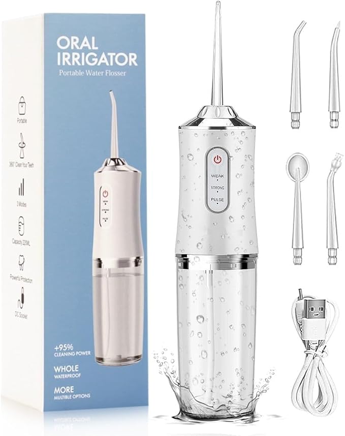 Generic Cordless Water Dental Flosser for Teeth Cleaning 220ml Tank 3 Modes 4 Jets IPX7 Waterproof