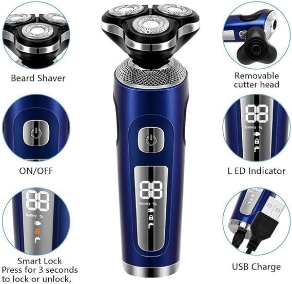 Head Shavers for Men 4 in 1 Electric Shaver 3D Floating Cutters USB Fast Charge Shaving Razor Machine for Men Blades Portable Beard Trimmer Clipper