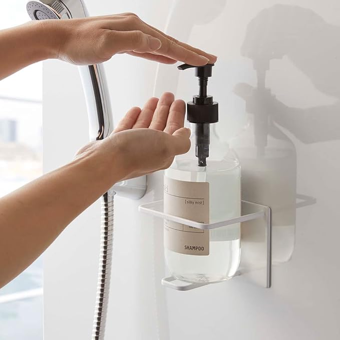 Yamazaki 5508 Magnetic Bathroom Tube &amp Bottle Holder Large White Approx. 4.3 x 3.2 x 4.3 inches (11 x 8.2 x 11 cm) Tower Floating Storage Shampoo Body Soap Holder Bathroom Storage