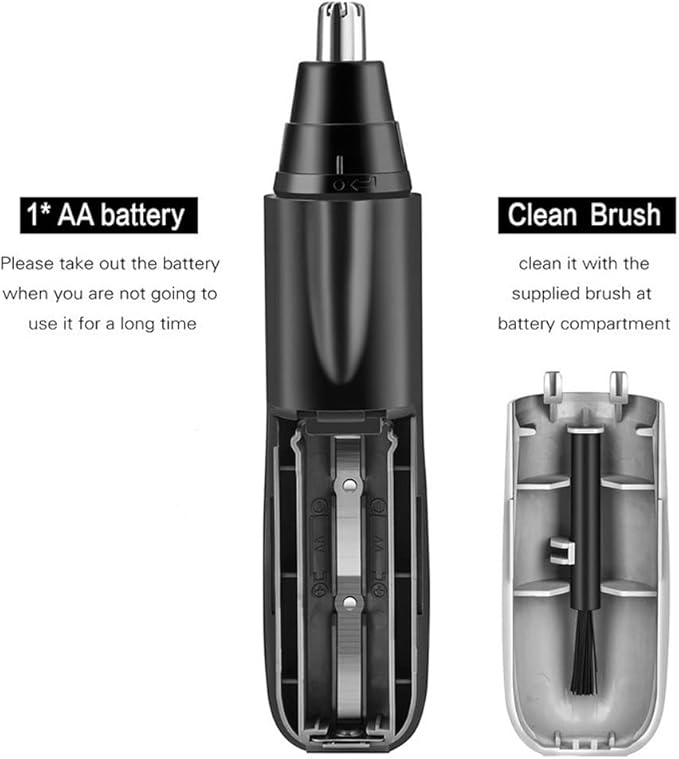 Ear and Nose Hair Trimmer Clipper - Painless Eyebrow &amp Facial Hair Trimmer for Men Women Battery-Operated Trimmer with IPX7 Waterproof Easy to Clean
