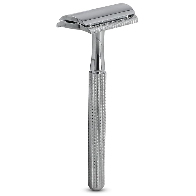 Parker 78R Double Edge Safety Razor with 5 Safety Razor Blades Women &amp Men’s Safety Shaving Razor Reusable Razor Plastic Free – CHROME