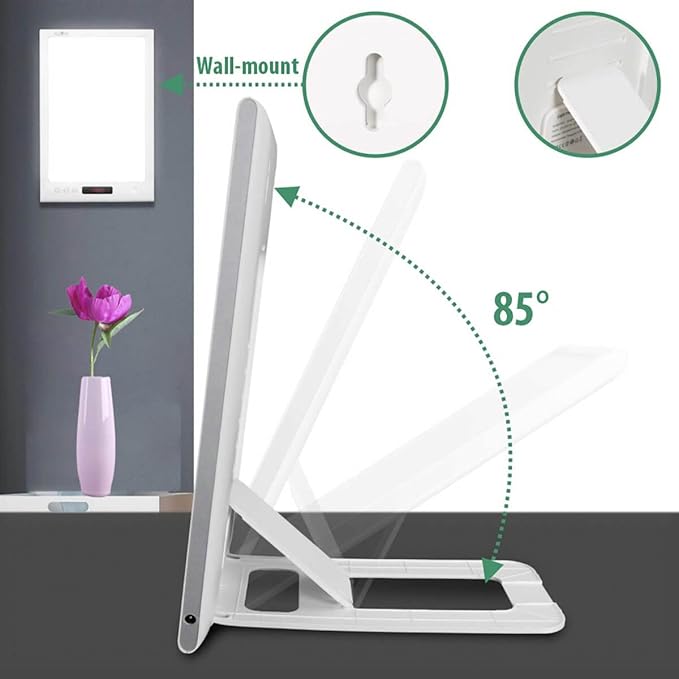 Light Therapy Lamp UV-Free 12000 Lux with Sunrise Sunset Simulation Wake-up Light with 40 Level Adjustable Brightness 5 Timer Function Full Spectrum LED Sunlight for Home Office