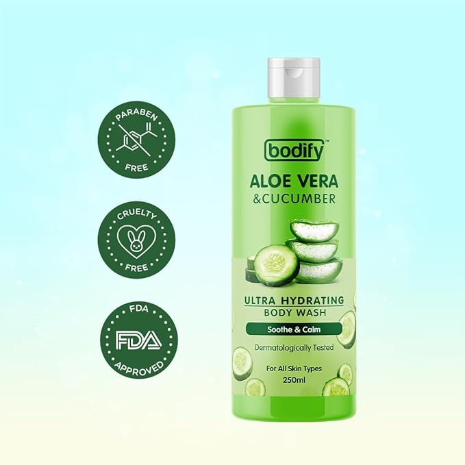 Aloe Vera &amp Cucumber Ultra Hydrating Body Wash 250 Ml | Soothe &amp Calm | Paraben Free | All Skin Types