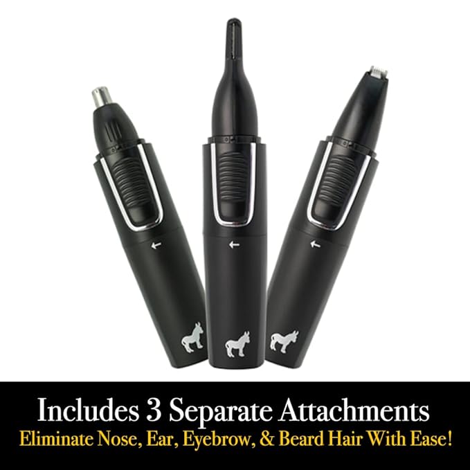 Pete &amp Pedro Nose &amp Ear Hair Trimmer – Clipper Has 3 Attachments for Nose/Ear Eyebrows Trimming &amp Facial Hair Detailing | Men &amp Women Stainless Steel Wet/Dry USB | As Seen on Shar