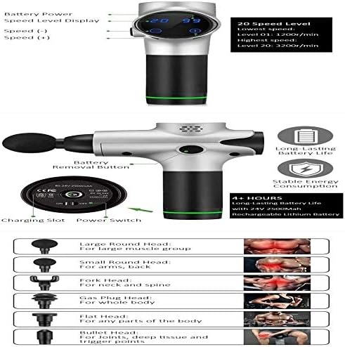 Handheld Quiet Percussion MassagerDeep Tissue Handheld Massager Back Muscle Soreness and Recovery for Athletes (Color : Black)