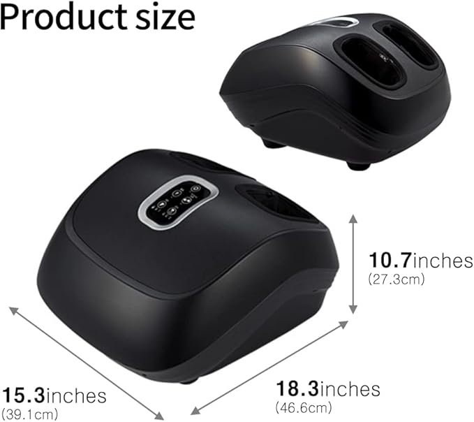 Foot Massager with Heat Shiatsu Deep Kneading Foot Rolling Massager Machine with Multiple Massage Modes &amp Adjustable Air Intensity for Home and Office Use (Black)