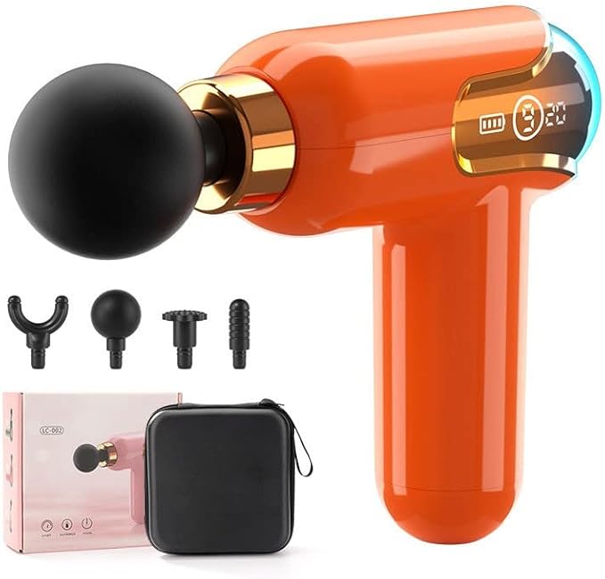 Massage Gun Deep Tissue Massager with 9 SpeedsUltra-Quiet Handheld Mini Percussion Muscle Massage Gun with 4 Massage Heads(Color:A)