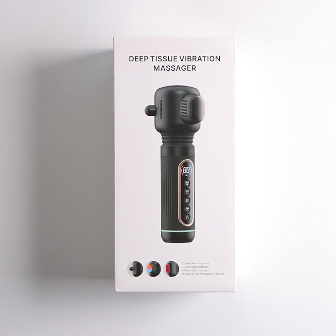 Handheld Vibrating Trigger Point Massage Gun with Heat and Cold &amp Red Light Deep Tissue Vibration Massager for Full Body Pain Relief Pressure Point Massage Tool -Gifts for Men &amp Women (Large