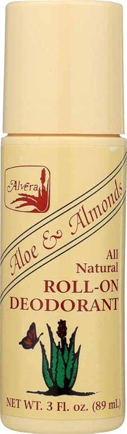 Alvera Roll-on Deodorant Aloe Based &amp Almonds - 3 fl. oz (89 ml) (Pack of 6)