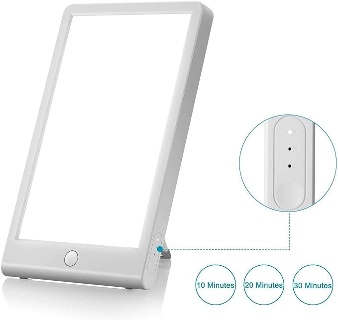 Light Therapy Lamp UV-Free 10000 Lux Light Touch Control Adjustable Brightness Levels 4 Timer Function for Home/Office Use