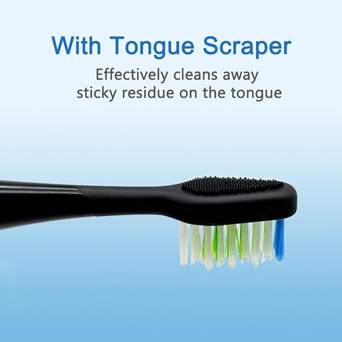 Replacement Toothbrush Heads with Tongue Scraper Compatible with Waterpik Complete Care 5.0 (WP-862 WP-872 WP-877 WP-882 WP-892) and Complete Care 9.0 (CC-01CD012-2) Black4 Count
