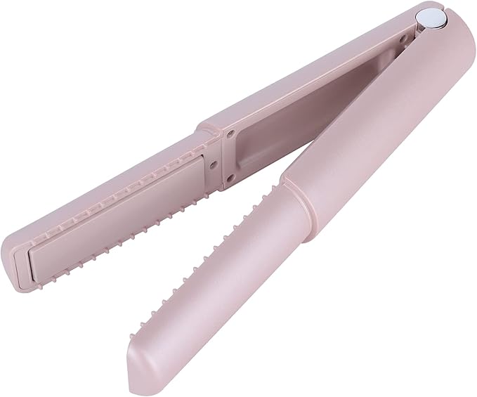 Mini Portable Flat Iron Negative Ion Home Flat Iron CurlerHair Straightening Iron Curls Bangs Worldwide Use for Travel (Pink)
