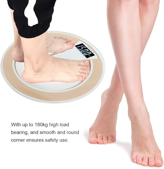 Sonew Digital Weight Scal Round Intelligent Electric Digital Weight Body LCD Display Scale High Scale(Gold)