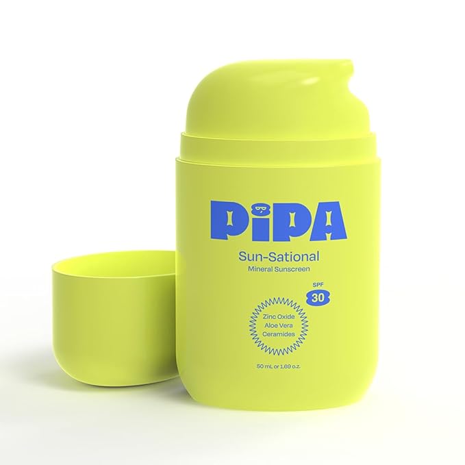 Pipa Sun-Sational 100% Mineral Daily Sunscreen SPF 30 50 ml | Liquid Everyday Face Lotion with Zinc Oxide | Unscented &amp Gentle for Sensitive Skin | Kids &amp Tweens Skin Care Easter Basket Stuff