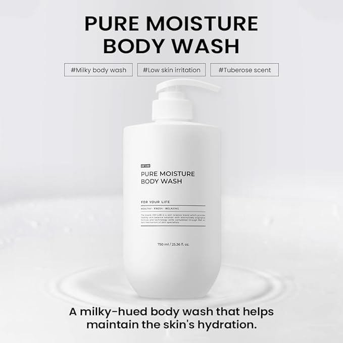 Pure Moisture Body Wash 25.4 fl oz /750ml Milky Texture Moisturizing Nourishing Scented Body Cleanser for Dry Itchy Sensitive Skin Korean Skincare