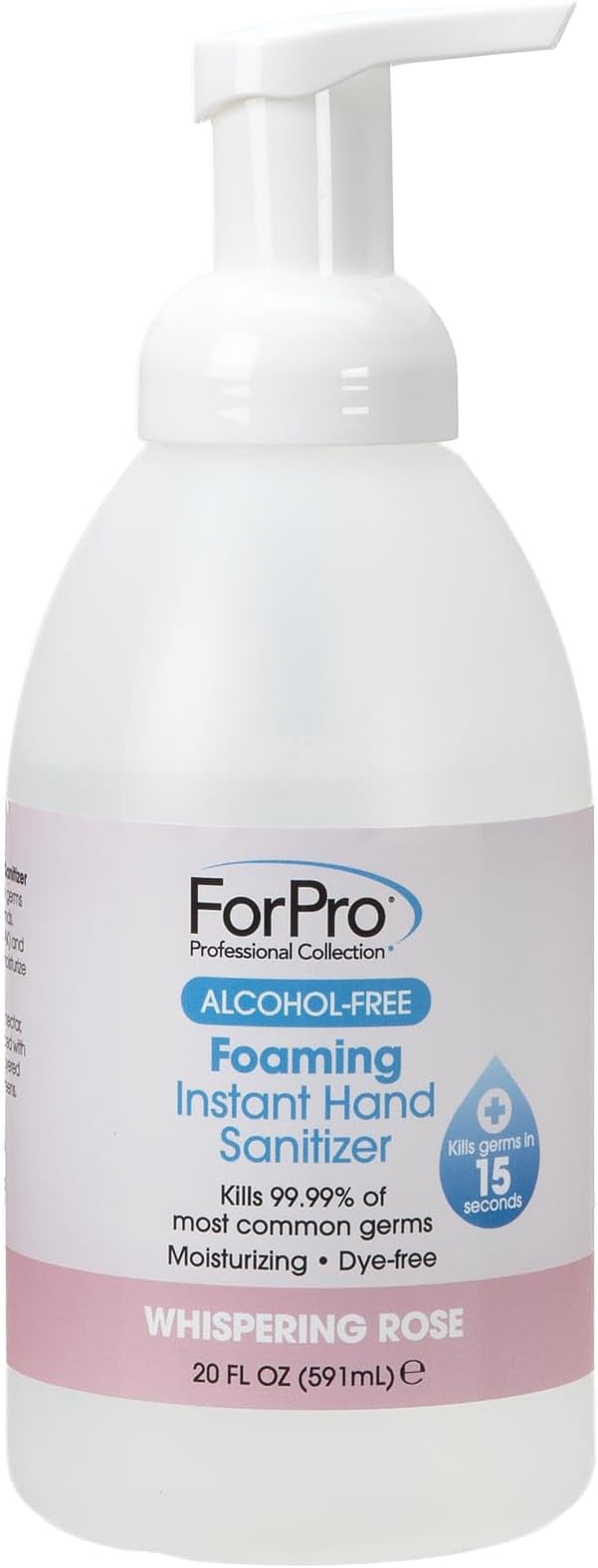 ForPro Alcohol-Free Foaming Instant Hand Sanitizer Moisturizing Dye-Free Formula Whispering Rose Scent 20 Fl Oz (Pack of 6)
