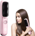 Go Brush Pro Table Straightener Brush Cordless Straightener Brush for Short Hair Fast Heating Hair Styling Tool for Daily Use (Pink)