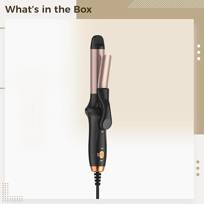 Mini Curling Iron Wand Travel Size Ceramic Hair Curler and Straightener 320°F to 356°F Heating