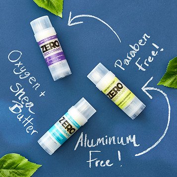 ZERO Deodorant – Oxygen Powered De-Stinkerizer – Long Lasting All Natural Baking Soda Free Aluminum Free Safe for Sensitive Skin Safe for Kids Shea Butter Solid (Most-Popular 3-Pack)