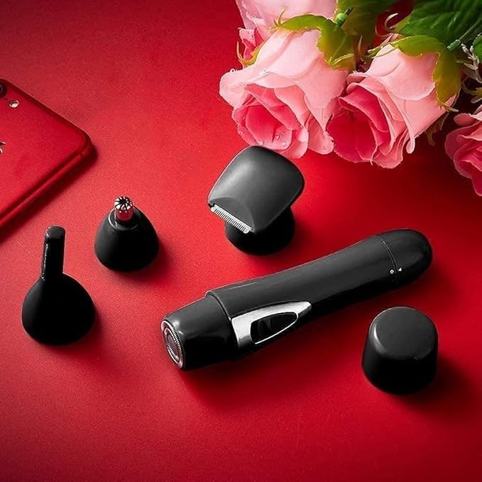 4 in 1 Ear and Nose Hair Trimmer for Men &amp Women Electric Professional Eyebrow Trimmer Waterproof Painless Facial Hair Remover USB Rechargeable Black