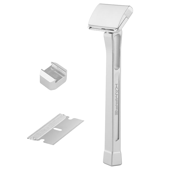 KAMPFE Safety Razor Made of 6061 Aluminum Alloy Material GEM Single Sided Safetyshaver Shaver Handle for Men with Suction Cup Holder and Safety Razor Blades