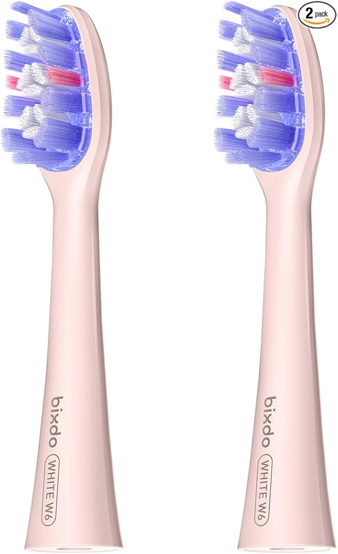 W60 Blue Light Electric Toothbrush Replacement Heads Pack of 2 - Brush Heads Transmit Professional-Grade 460nm Blue Light Medium Firm Bristle for Plaque Removal and Sensitive Gums