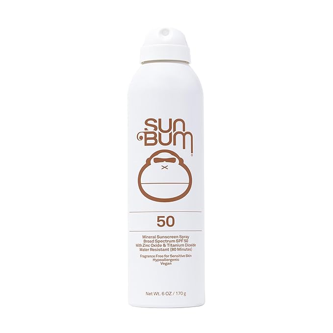 Sun Bum Mineral SPF 50 Sunscreen Body Spray - Water-Resistant Broad Spectrum Moisturizing Sunscreen with Vitamin E - Hawaii 104 Act Compliant (Made without Octinoxate &amp Oxybenzone) - 6 oz