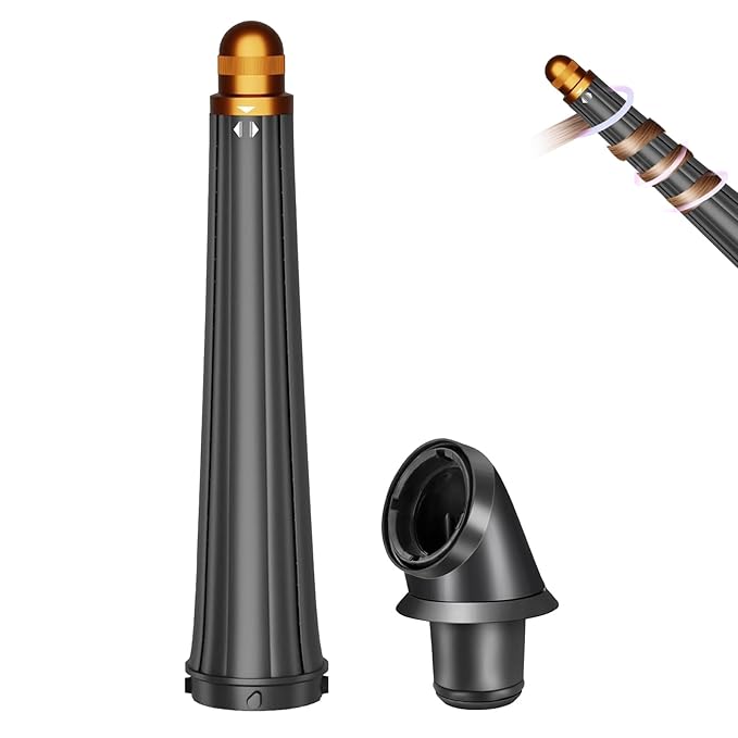 0.78-1.4in/20-36mm Long Curling Barrel for Dyson Airwrap Attachment for Dyson Supersonic Hair Dryer HD01 HD02 HD03 HD04 HD07 HD08 HD15 HD16 2 In 1 Automatic Hair Curling Barrel with Adapter Gold