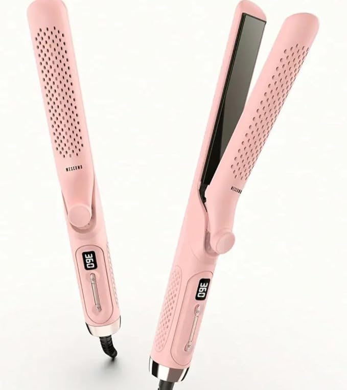 Professional Hair Straightener with LCD Display 5 Temperature Settings 280-430°F Negative Ion Technology Pink