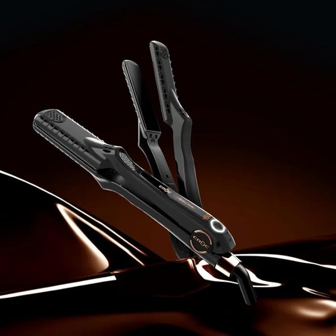 Croc Masters Black Titanium Flat Iron 1.5 Digital Temperature Control Dual Voltage Anti-Static Plates