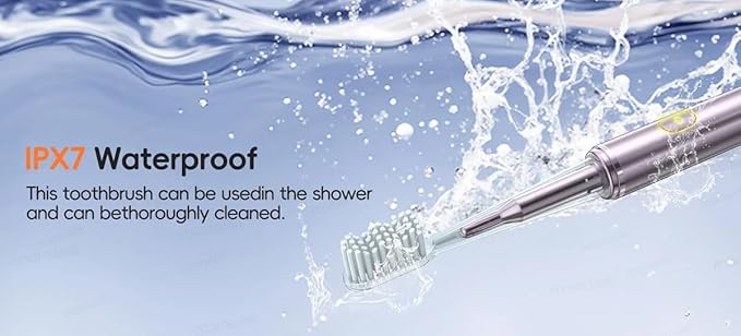 Electric Toothbrush for Adults Rechargeable Cordless Power Toothbrush with 3 Modes 4 Brush Heads 2-Min Timer Electric Tooth Brush Adult Purple or Silver (Silver)