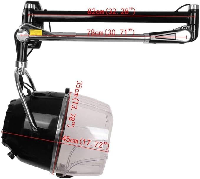 Wall Mounted Hair Dryer with Swivel Arm Professional Salon Hair Hood Dryer with Timer Adjustable Temperature Beauty Barber Spa Equipment
