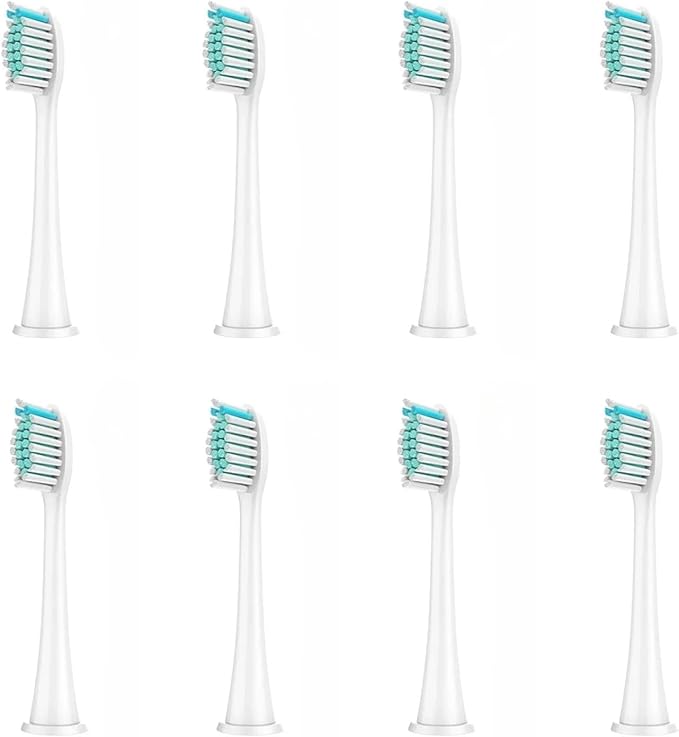 8Pcs Replacement Brush Heads Compatible with HX3/HX6/HX9 Series Electric Toothbrush HX6064(8Pcs White)