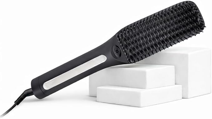 Speedy Precision Hair Straightener Brush Get Sleek Hair Literally in Minutes Clear LED Screen Display 170-430°F Remembers Favorite Temp. Curved Design for Scalp Comfort. Hot Air Release