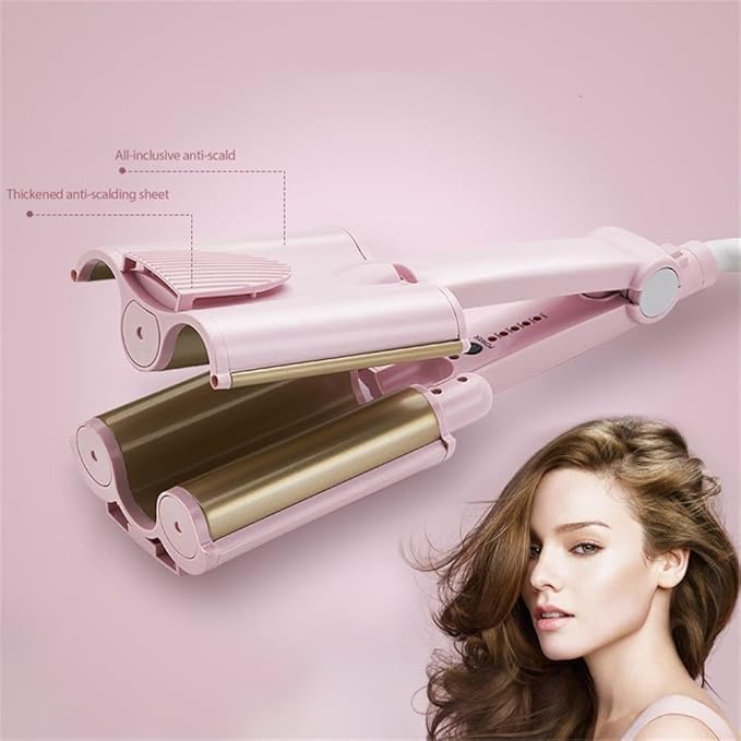 32mm Curling Iron Ceramic Curling Wand for Short Long Hair Triple Barrel Hair Curler Fast Heating 3 Barrel Hair Crimper Tool Dual Voltage