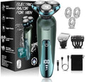 Electric Razor for Men 3-in-1 Shaver with Floating Blades for Nose Hair &ampSideburnsReplacement Blades Pop-up Trimmer IPX7 Waterproof Travel Lock Wet &amp Dry Use Face Shaving Grooming Trave