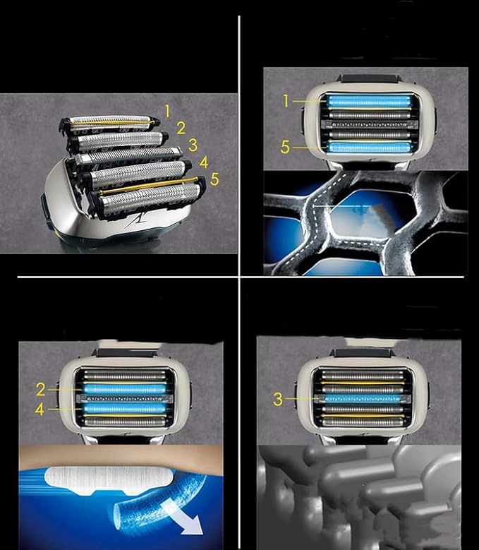 Replacement Shaver Outer Foil+Inner Blade for Panasonic ES-LV9E-S Wet/Dry Electric Shaver Razor 5 Blade with Pop-up Trimmer Head Accessories