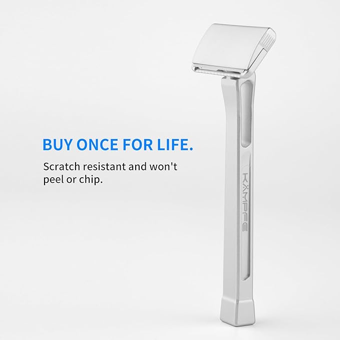 KAMPFE Safety Razor Made of 6061 Aluminum Alloy Material GEM Single Sided Safetyshaver Shaver Handle for Men with Suction Cup Holder and Safety Razor Blades